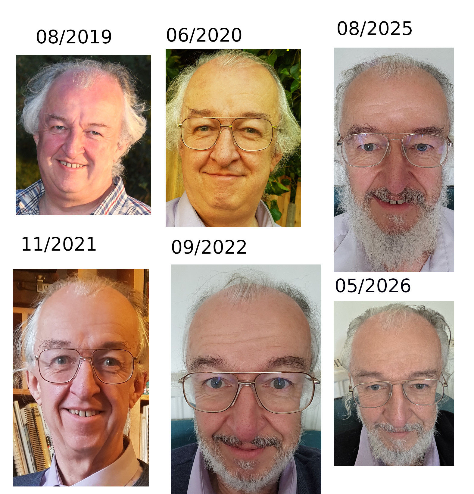 Pictures of the author at various dates in the last 7 years